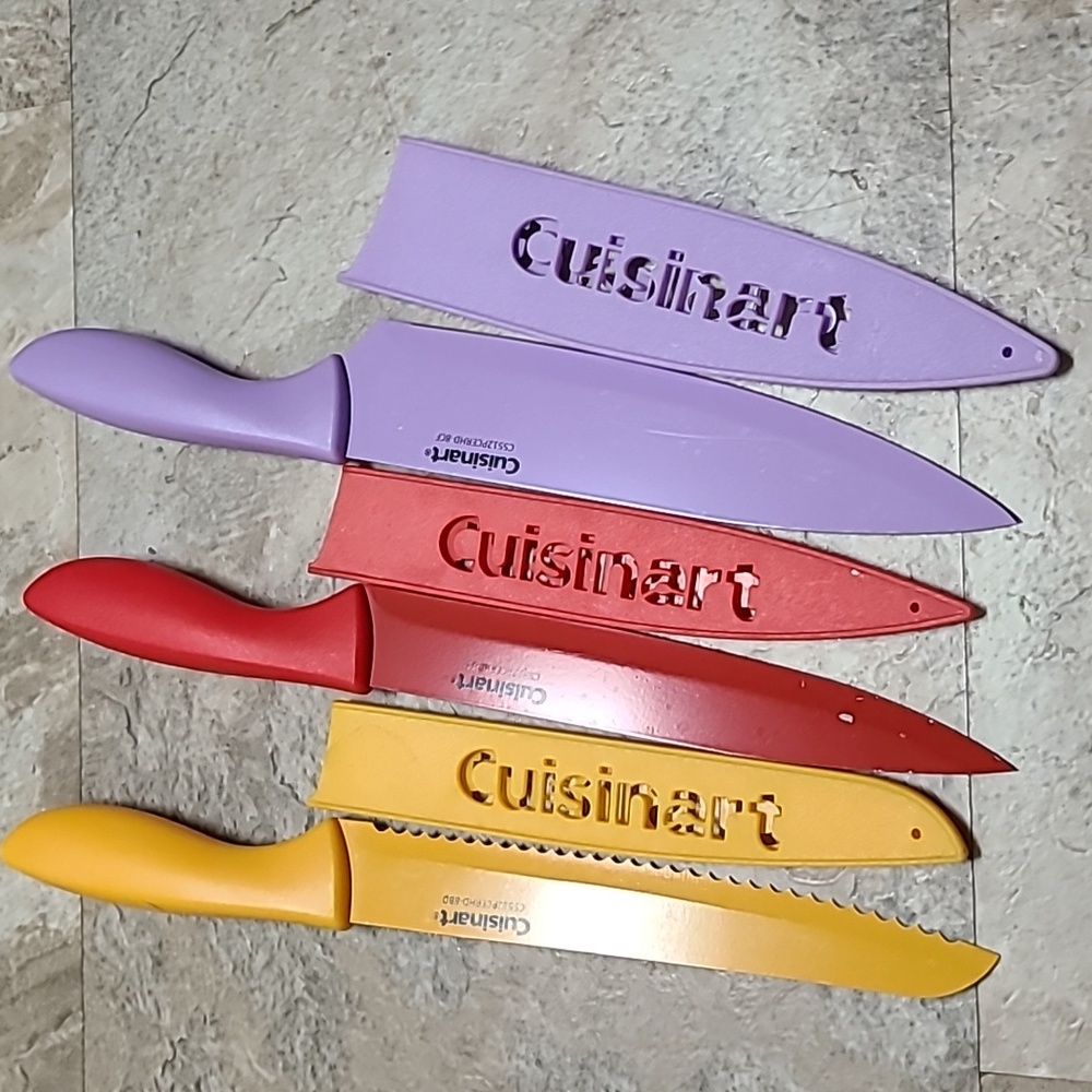 Colorful Cuisinart Knife Set With Blade Guards, 3 Knives
